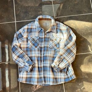 plaid sherpa button up